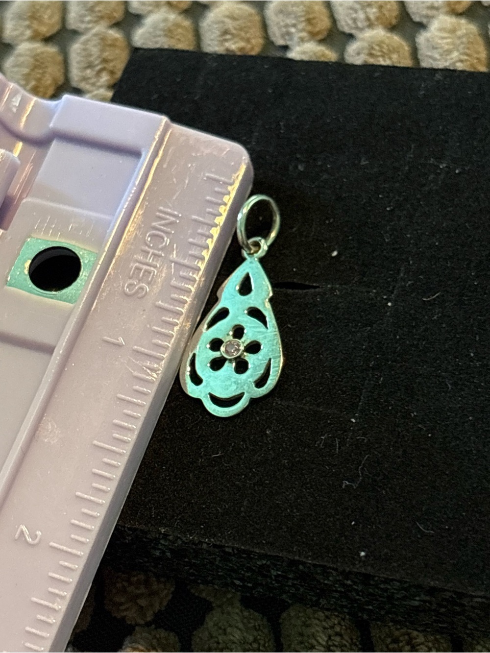 Pandora retired Teardrop Filigree Charm cz Stone